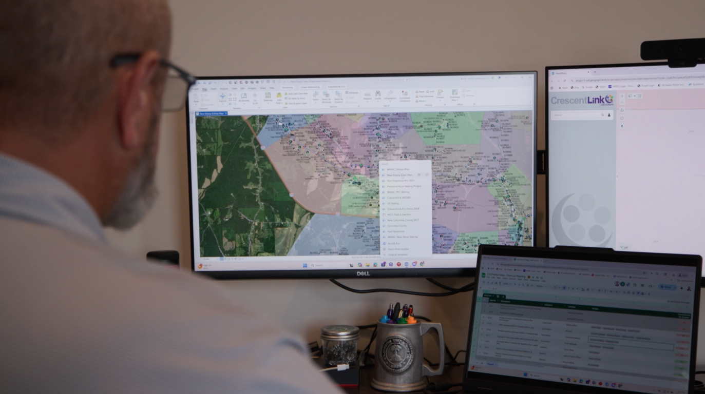 over the shoulder view of CrescentLink on a computer screen