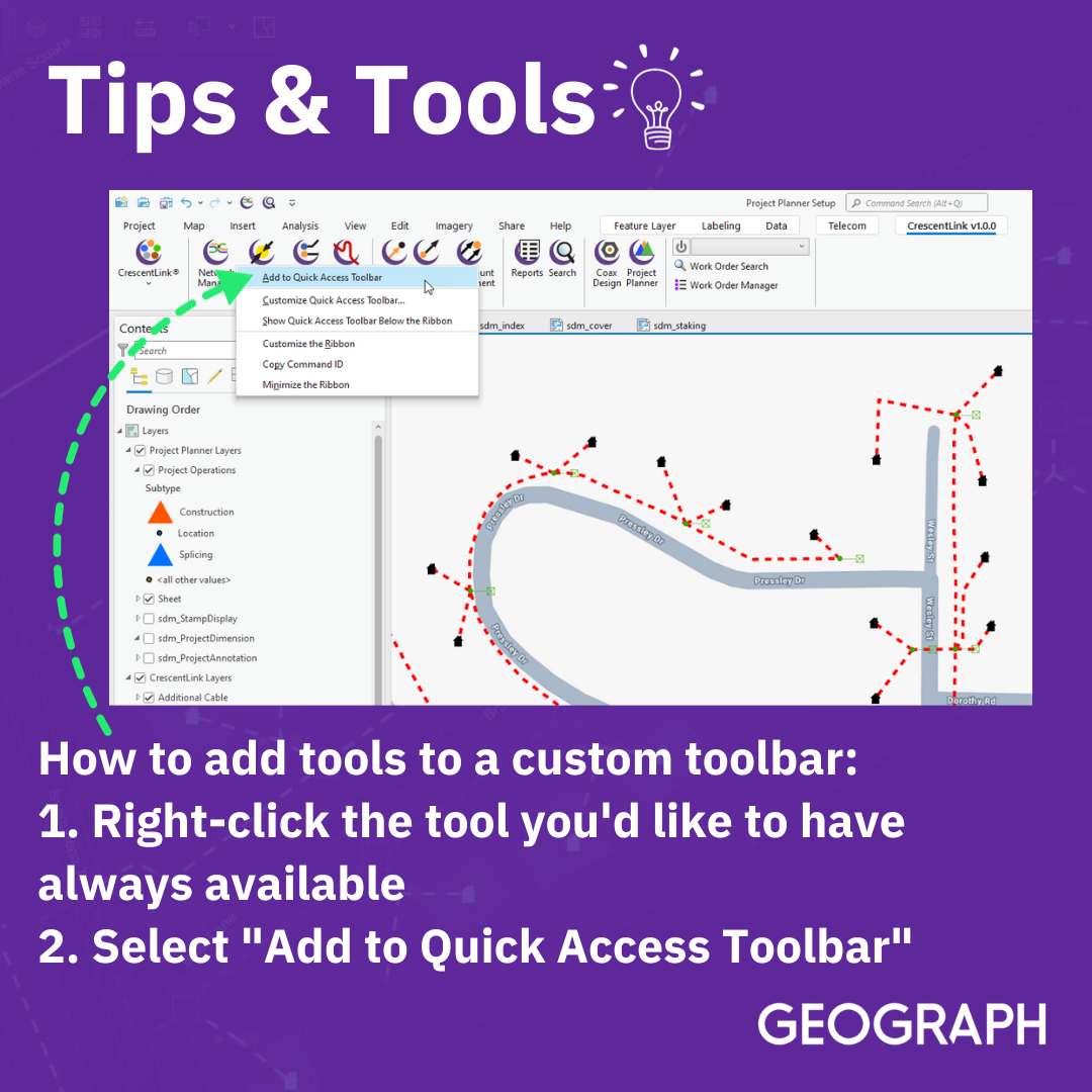 Docking Tools in Custom Toolbar in CrescentLink for ArcGIS Pro
